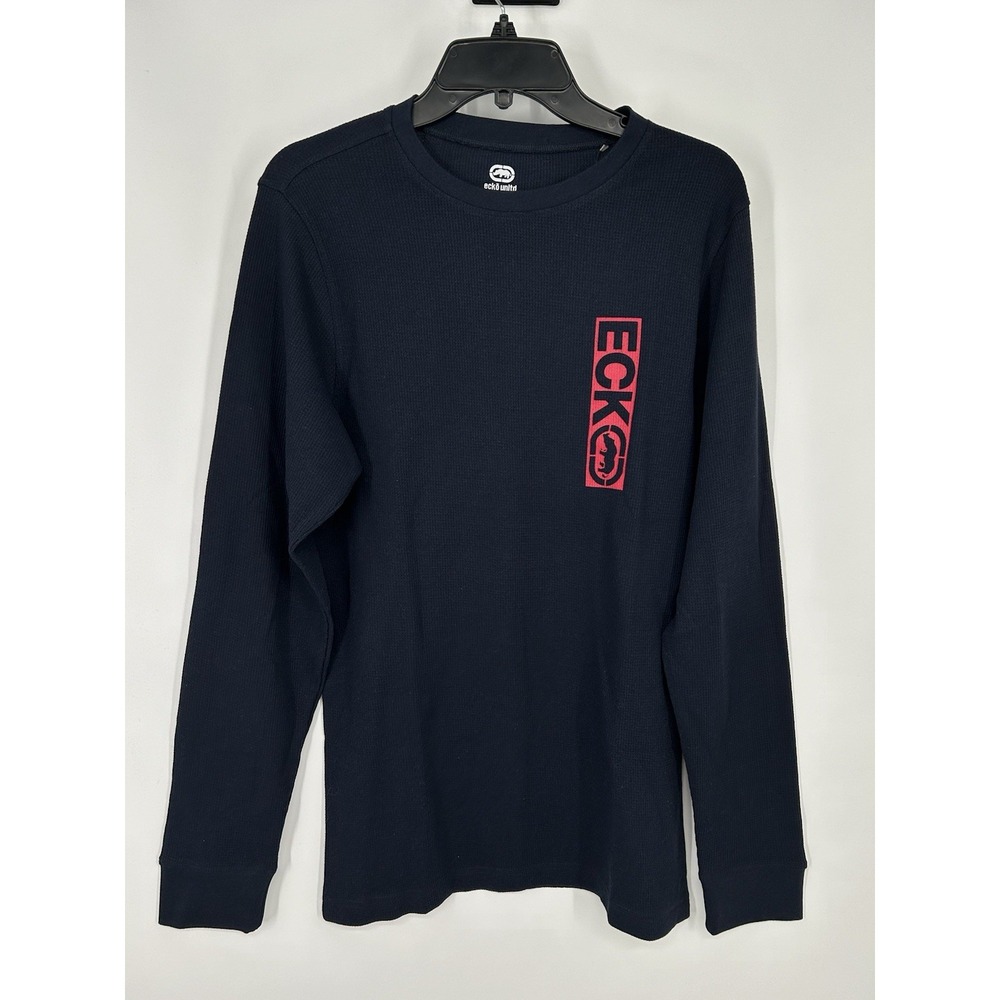 Ecko Unltd Waffle Knit Thermal Y2K Graphic Tee Long Sleeve Vintage Skater Medium